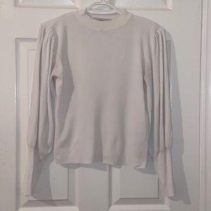 Zara Knit Ribbed Mock Neck Balloon Sleeve Shirt